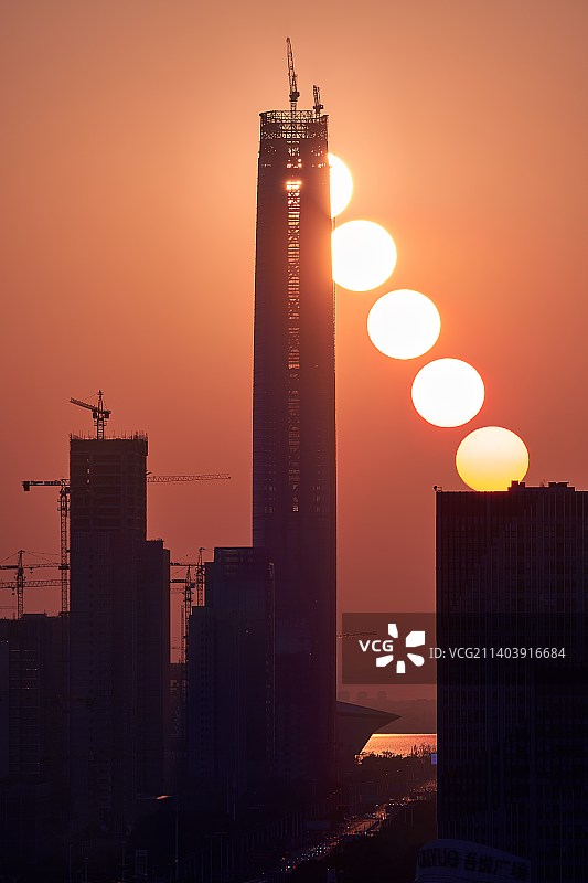 苏州太湖新城日落图片素材