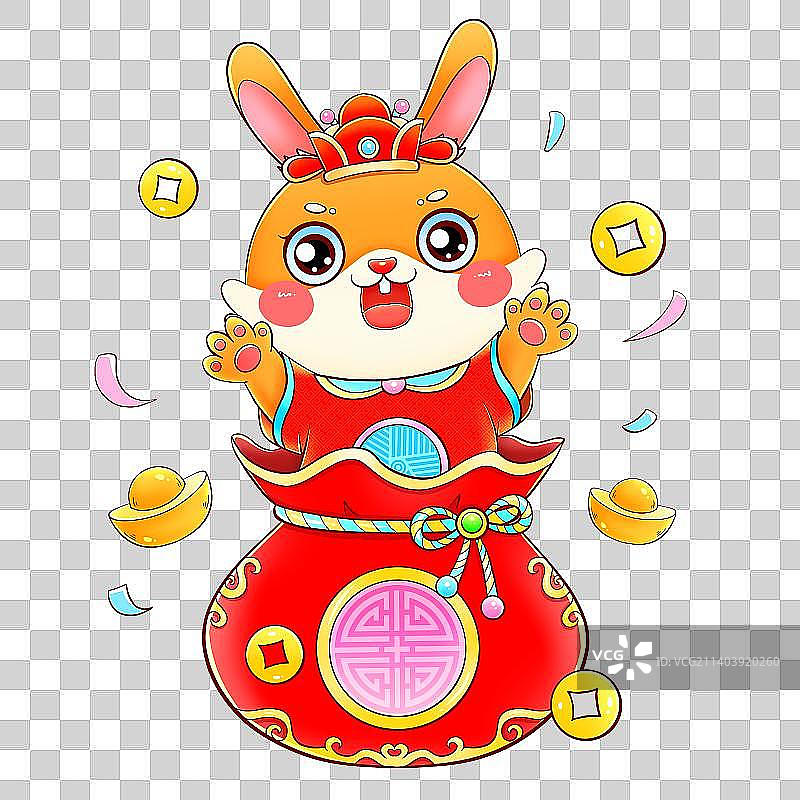兔年春节招财的快乐兔子图片素材