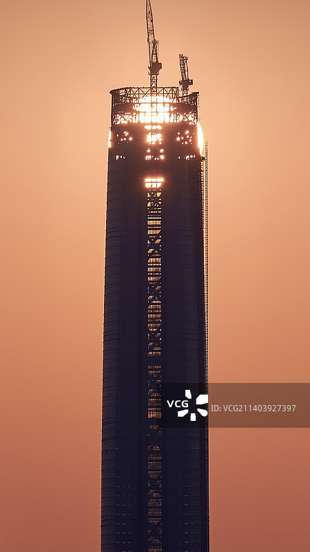 苏州湾中心日落图片素材