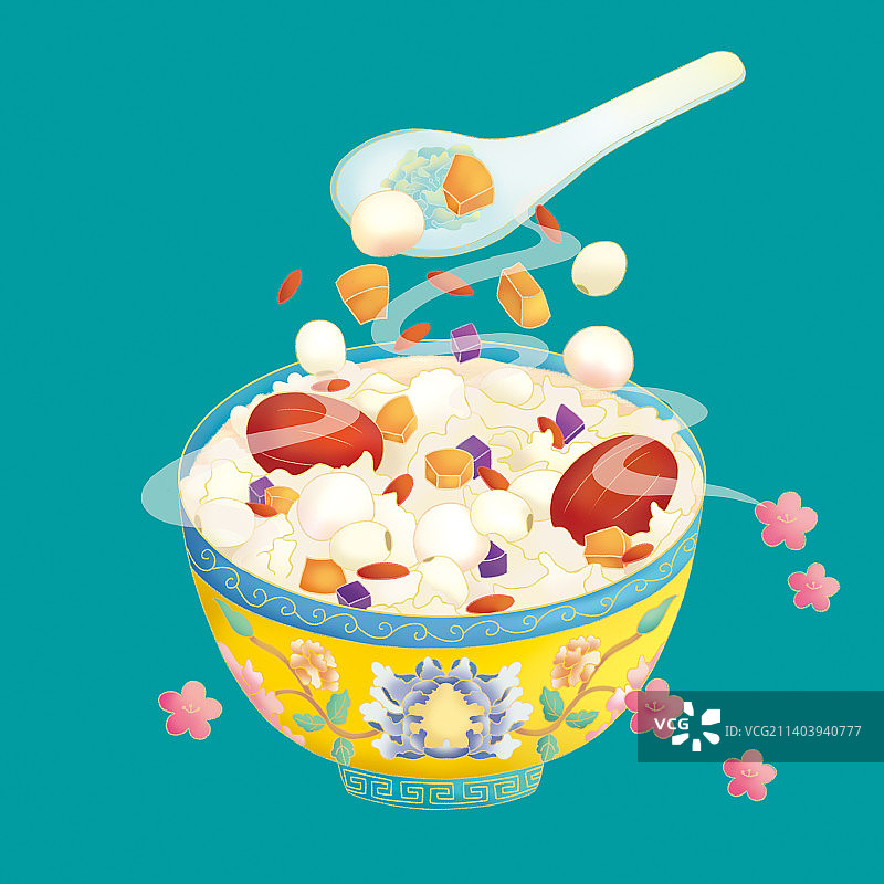 装在精致碗里的大枣莲子银耳羹图片素材