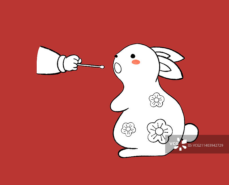 兔年上班前先做个核酸检测，核酸检测证明抗病毒防疫医护工作者兔子新年春节插画图片素材