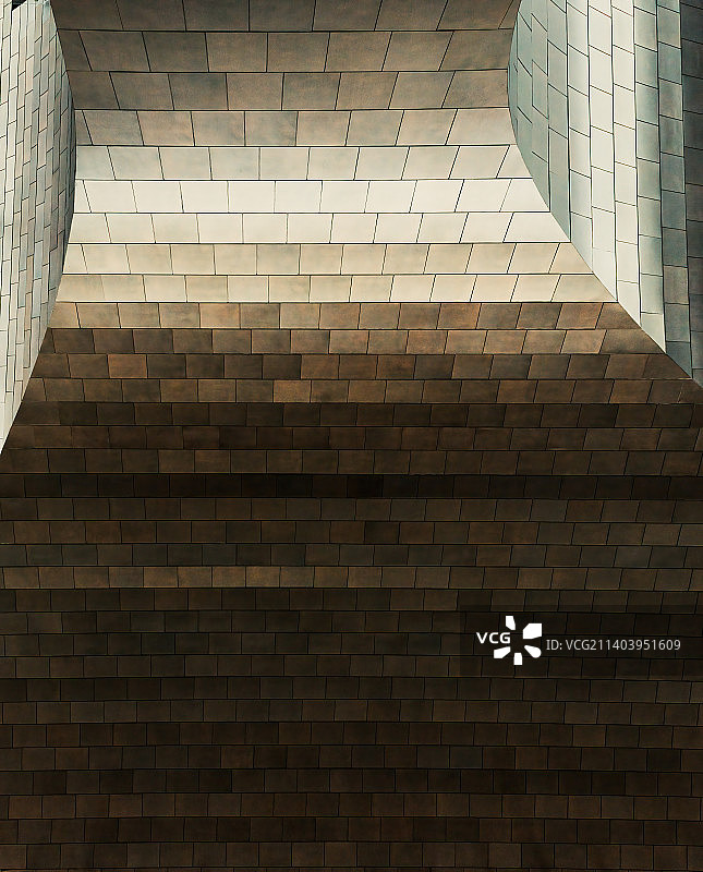 建筑内部装饰，二里头博物馆内部的砖形填充图片素材