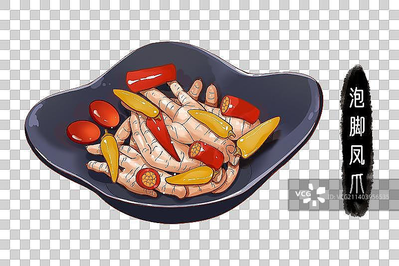 中华美食四川菜泡椒凤爪手绘插画图片素材