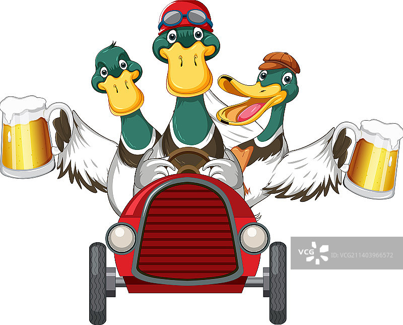 卡通趣味三只鸭子图片素材