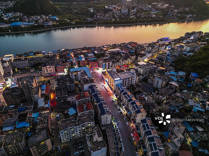 航拍广西桂林平乐县城图片素材