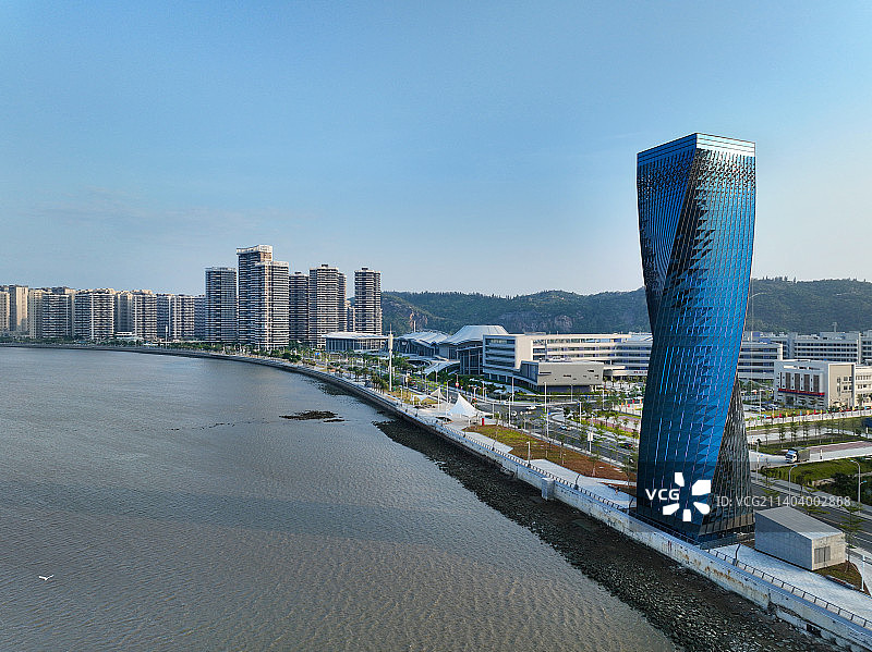 广东省汕头市濠江区海湾隧道汕头市体校游泳跳水馆航拍图片素材