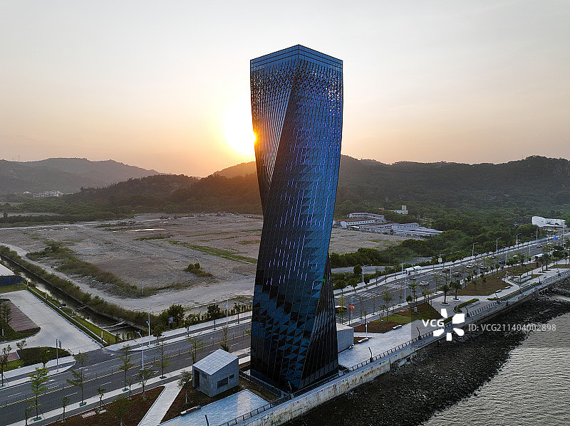 广东省汕头市濠江区海湾隧道汕头市体校游泳跳水馆航拍图片素材