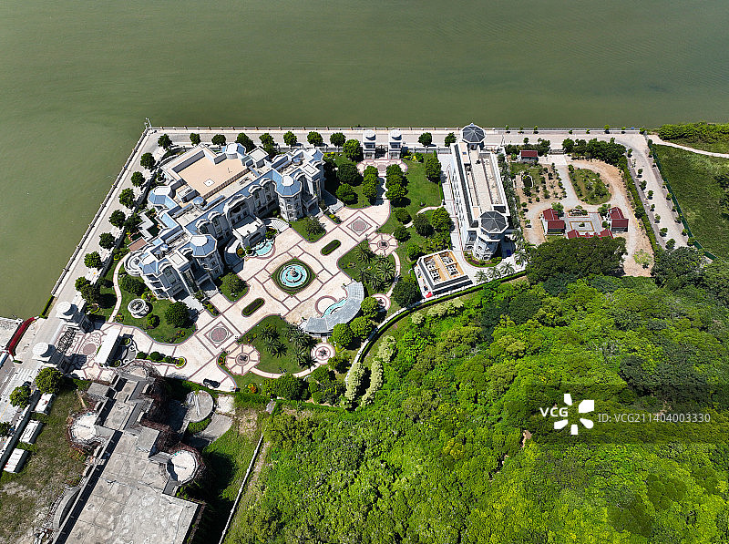 广东省汕头市澄海区莱芜旅游区航拍图片素材