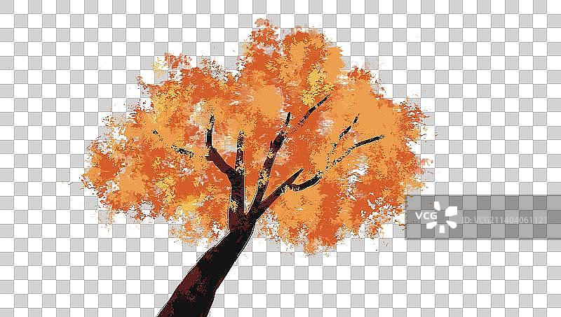 中国传统中国风秋天诗意水墨画枫树元素图片素材