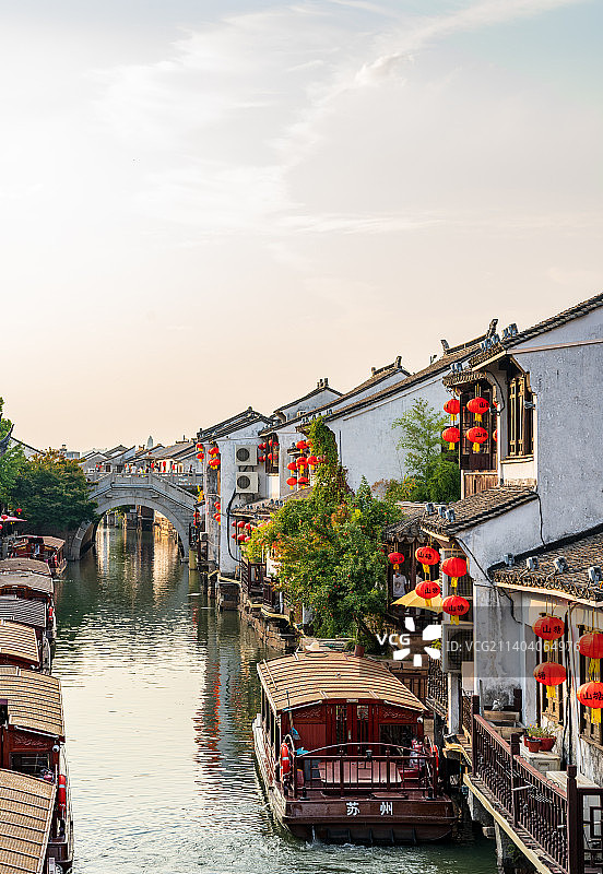 苏州古镇风光山塘街图片素材