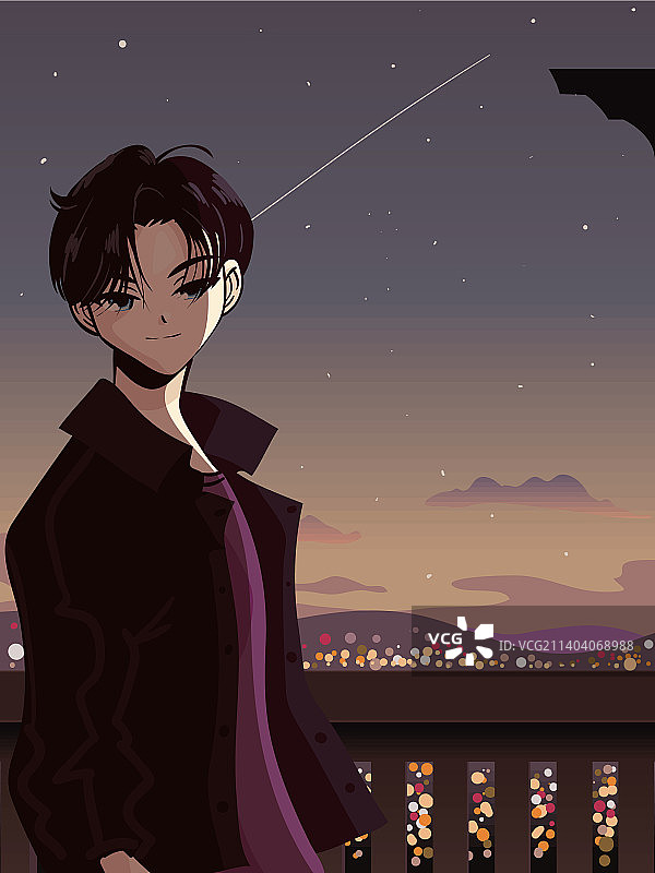 夜晚的动漫男人图片素材