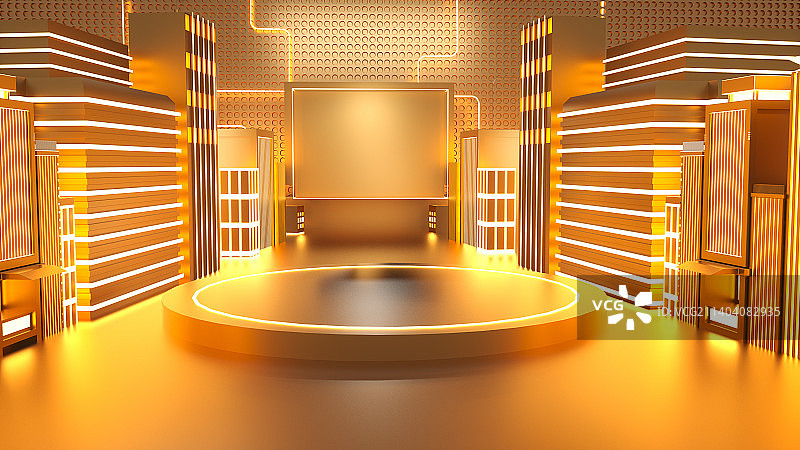 C4D金色酷炫电商场景图片素材