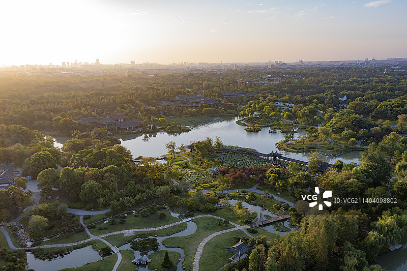 江苏扬州市瘦西湖航拍图片素材