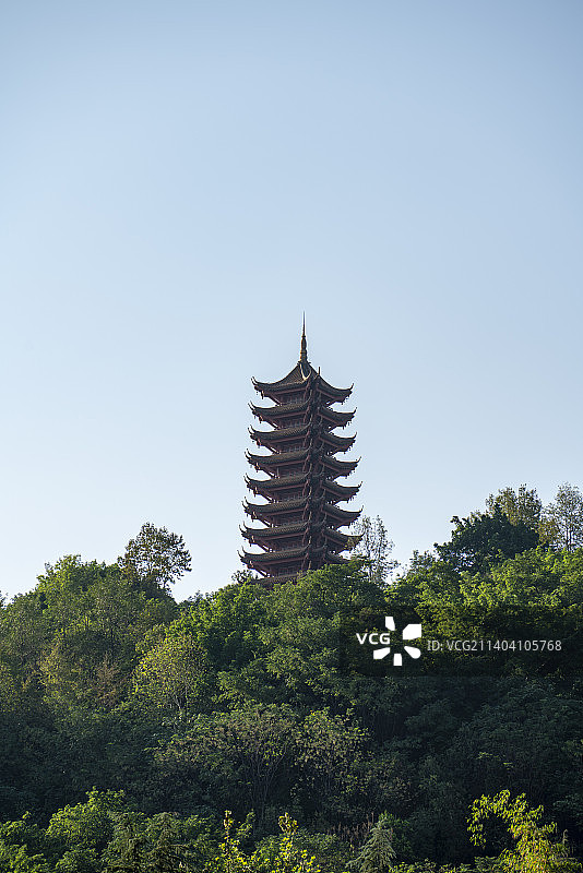 重庆照母山植物园览星塔自然风光图片素材