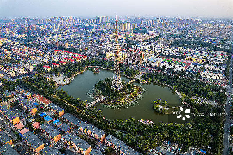 辽宁营口镜湖公园城市航拍图片素材