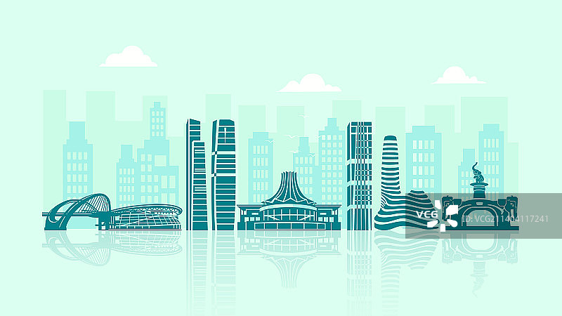 广西南宁城市剪影矢量插画图片素材