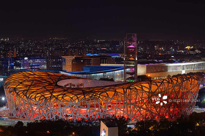 北京鸟巢国家体育场夜景图片素材