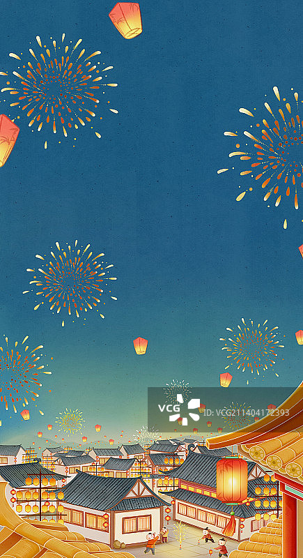 元旦新年喜庆创意中国风插画图片素材