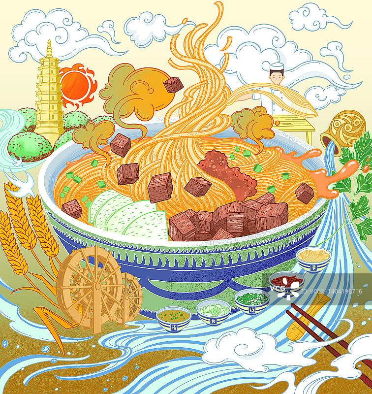 兰州牛肉面兰州塔马家窑水车图片素材