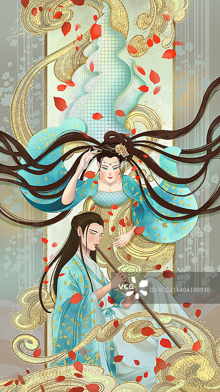 神话爱情故事情侣古代国风人物图片素材