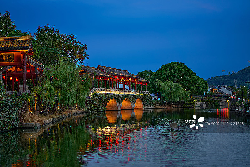 安昌古镇国风夜景图片素材