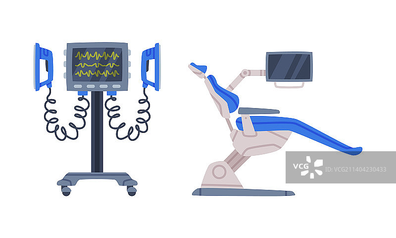 除颤器和椅子医疗设备图片素材