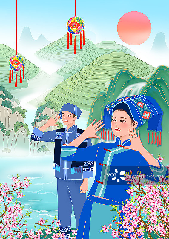 唱山歌壮乡山水图片素材