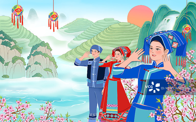 唱山歌壮乡山水图片素材