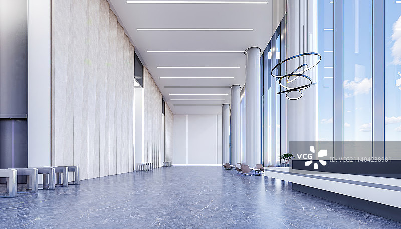 现代建筑写字楼办公大堂电梯厅和休闲等候区图片素材