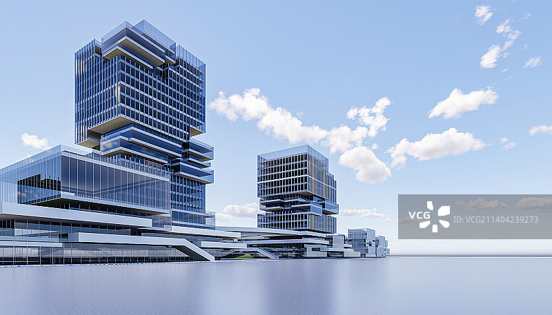 现代城市商务区写字楼建筑外部广场图片素材