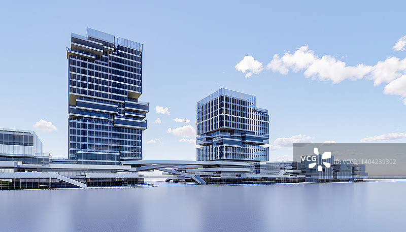 现代城市商务区写字楼建筑外部广场图片素材