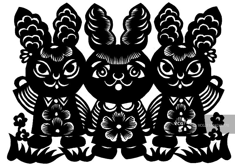 剪纸兔子图片素材