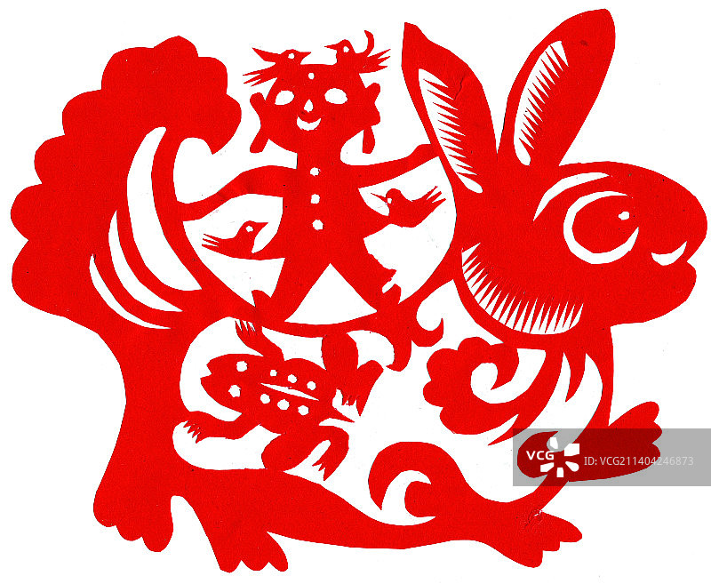 剪纸兔子图片素材