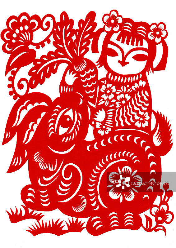 剪纸兔子图片素材