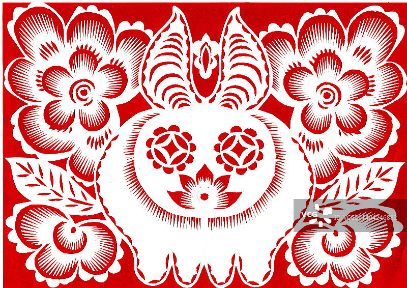 剪纸兔子图片素材