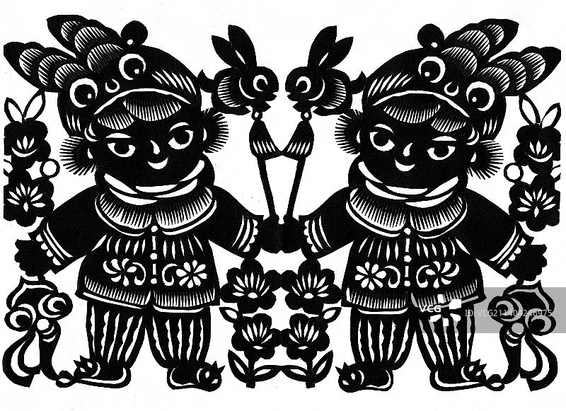 剪纸兔子图片素材