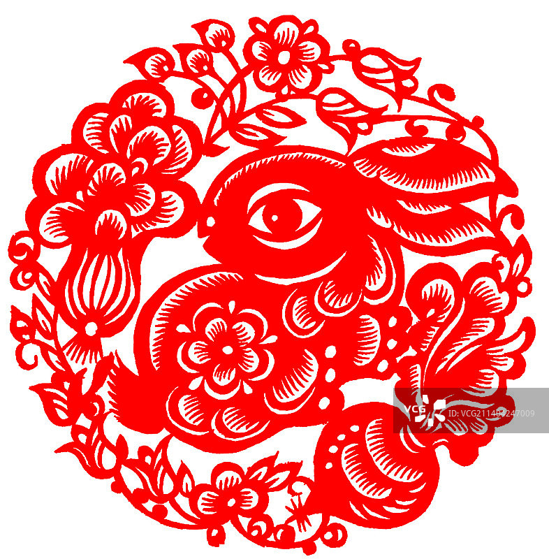 剪纸兔子图片素材