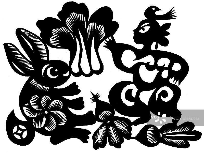 剪纸兔子图片素材