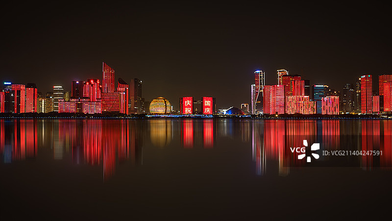国庆节杭州城市灯光秀图片素材