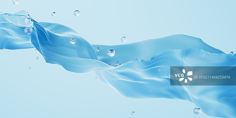 流动的蓝色布料3D渲染图片素材