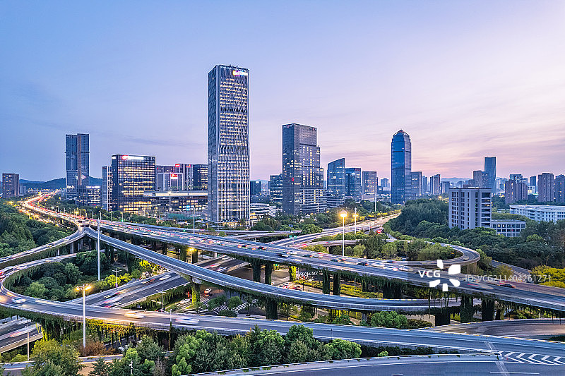 杭州滨江立交桥和现代城市建筑图片素材