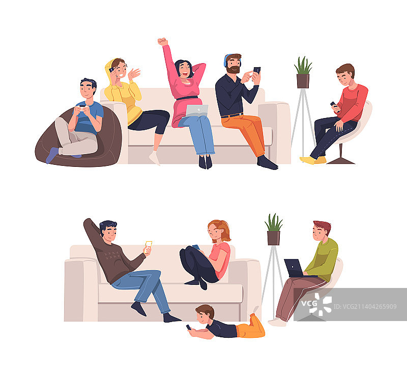 使用数字设备的人物角色图片素材