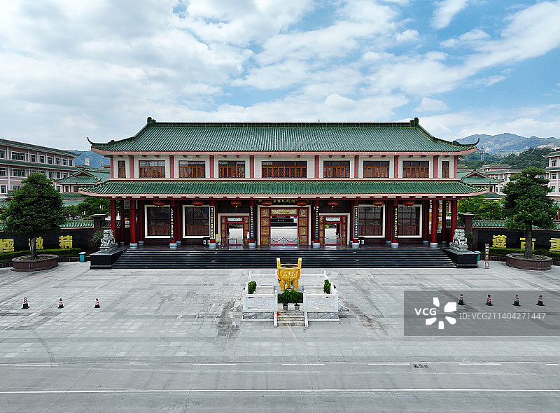 广东省潮州市太安堂麒麟丸非遗博物院麒麟阁中医药科技馆航拍图片素材
