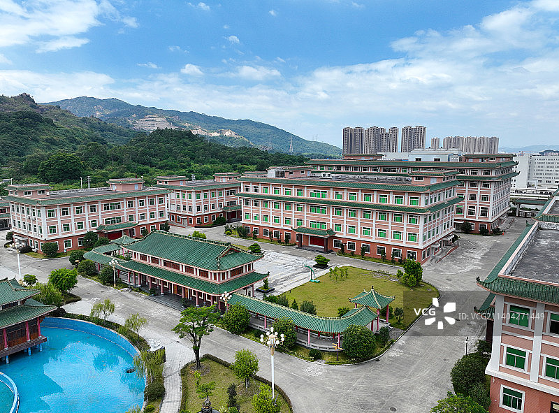 广东省潮州市太安堂麒麟丸非遗博物院麒麟阁中医药科技馆航拍图片素材