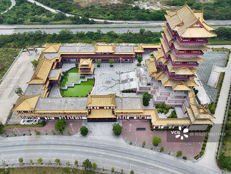 广东省潮州市太安堂麒麟丸非遗博物院麒麟阁中医药科技馆航拍图片素材