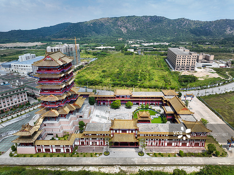广东省潮州市太安堂麒麟丸非遗博物院麒麟阁中医药科技馆航拍图片素材