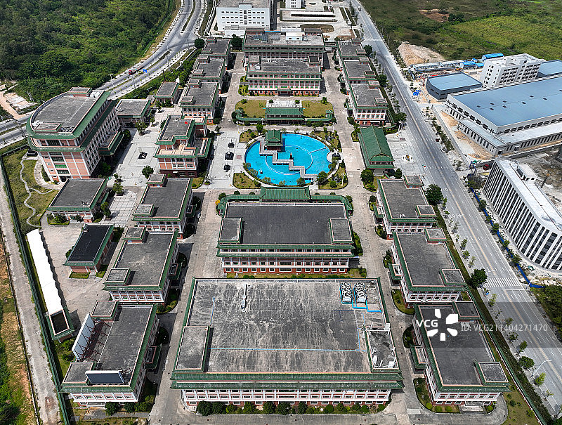 广东省潮州市太安堂麒麟丸非遗博物院麒麟阁中医药科技馆航拍图片素材