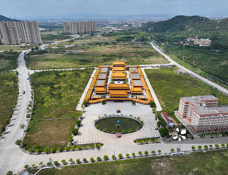 广东省潮州市太安堂麒麟丸非遗博物院麒麟阁中医药科技馆航拍图片素材