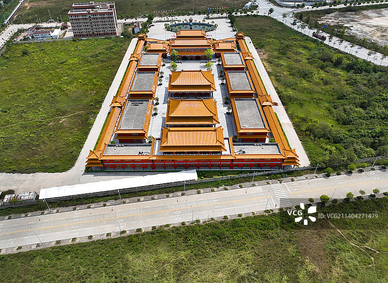 广东省潮州市太安堂麒麟丸非遗博物院麒麟阁中医药科技馆航拍图片素材