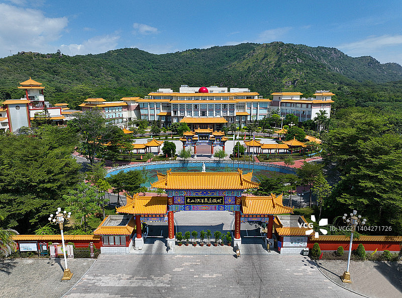 广东省潮州市东山湖温泉度假村航拍图片素材